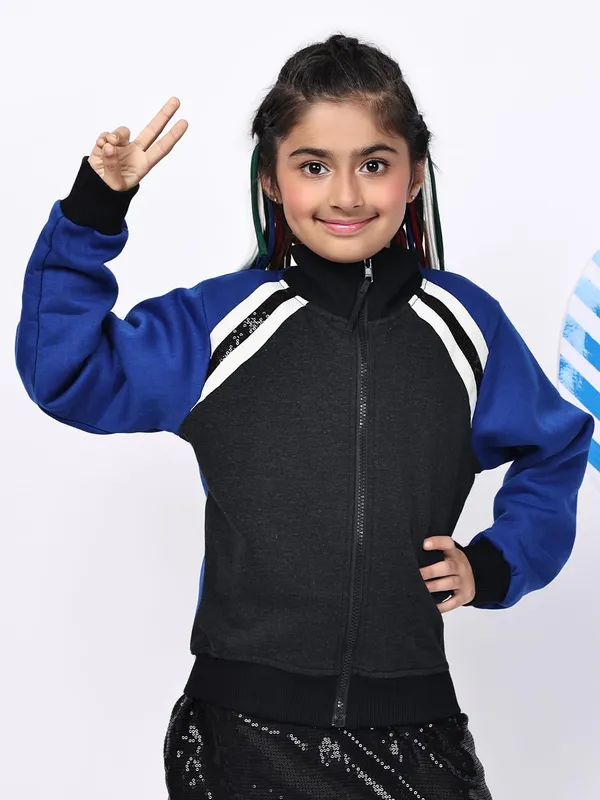 Blue_Fleece_Solid_Jacket_For_Kids