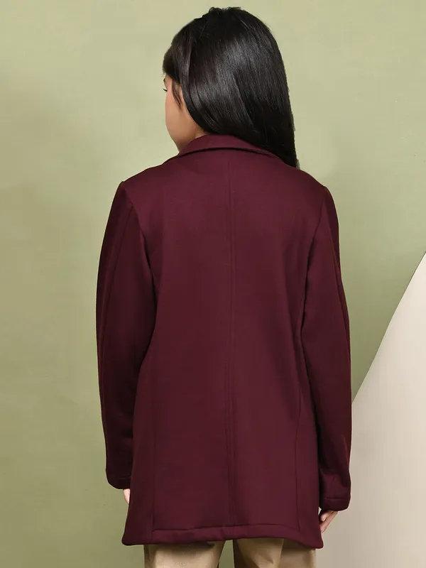 Wine_Fleece_Solid_Jacket_For_Kids