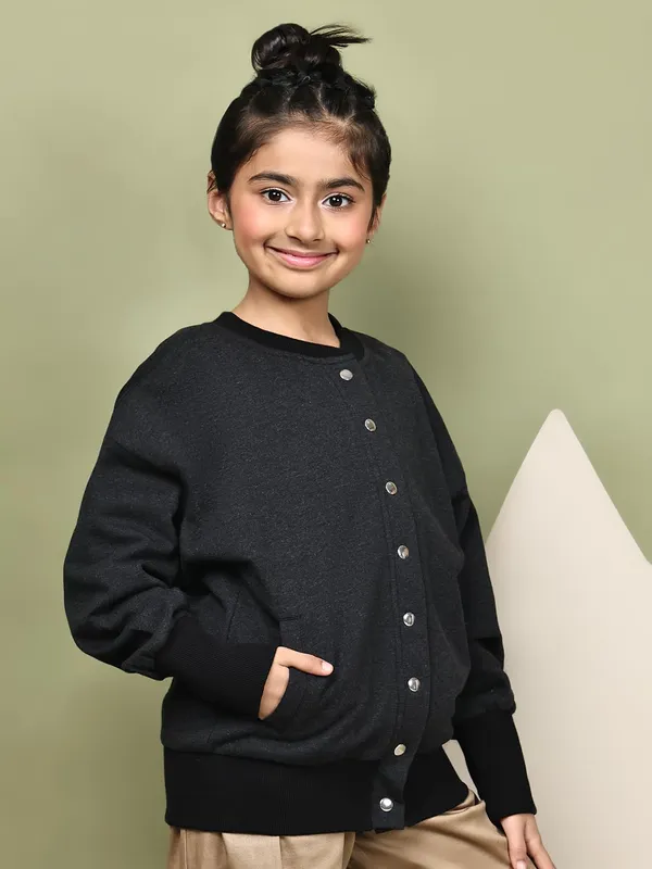 Dark_Melange_Fleece_Solid_Jacket_For_Kids