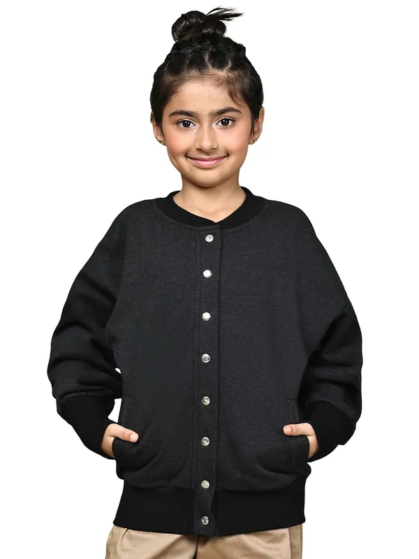 Dark_Melange_Fleece_Solid_Jacket_For_Kids
