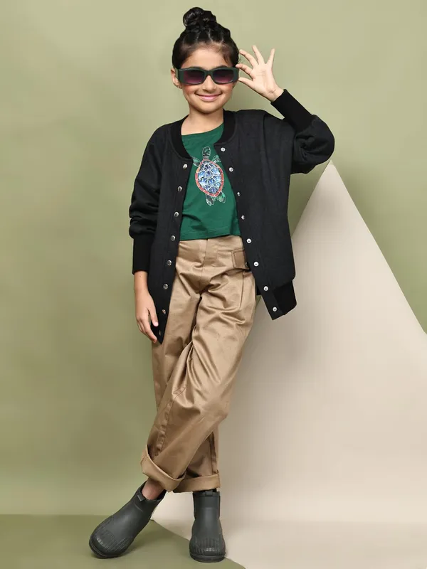 Dark_Melange_Fleece_Solid_Jacket_For_Kids