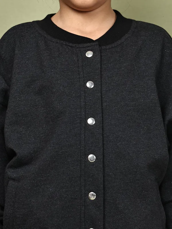 Dark_Melange_Fleece_Solid_Jacket_For_Kids