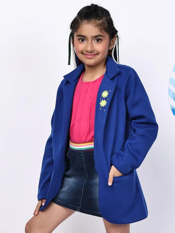 Blue_Fleece_Solid_Jacket_For_Kids