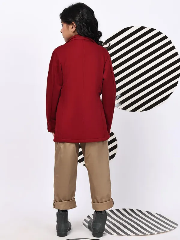 Red_Fleece_Solid_Jacket_For_Kids