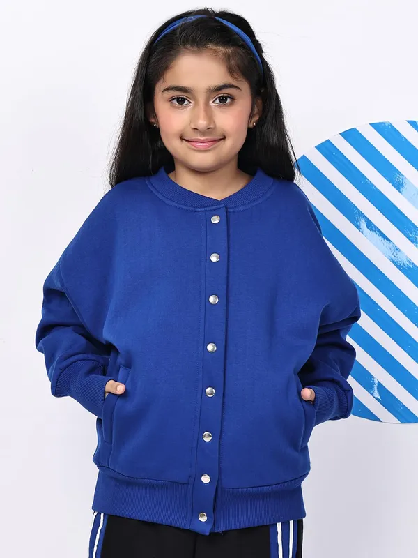 Blue_Fleece_Solid_Jacket_For_Kids