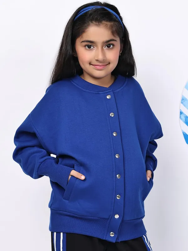 Blue_Fleece_Solid_Jacket_For_Kids