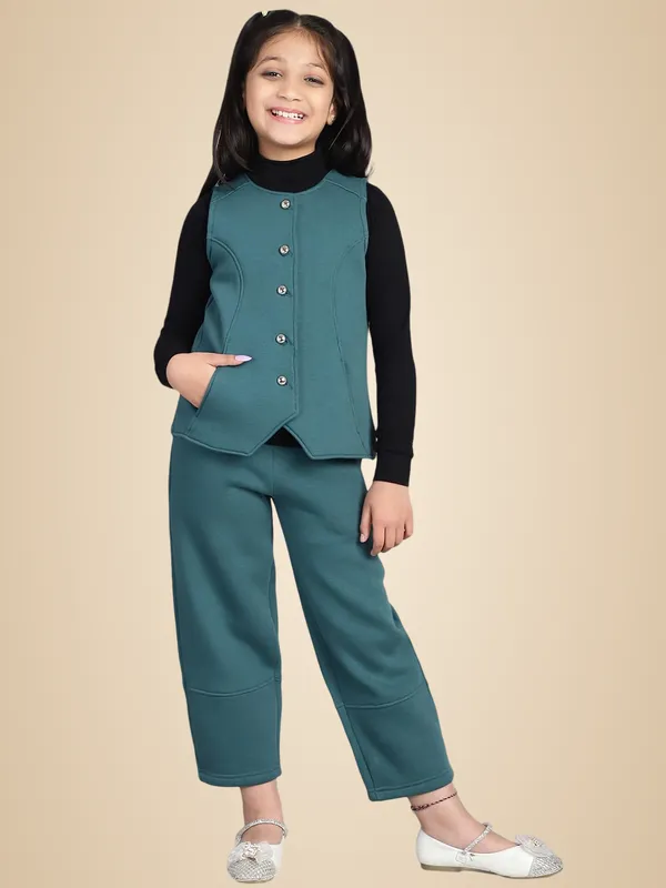 Dark_Cyan_Fleece_Solid_Clothing_Set_For_Kids