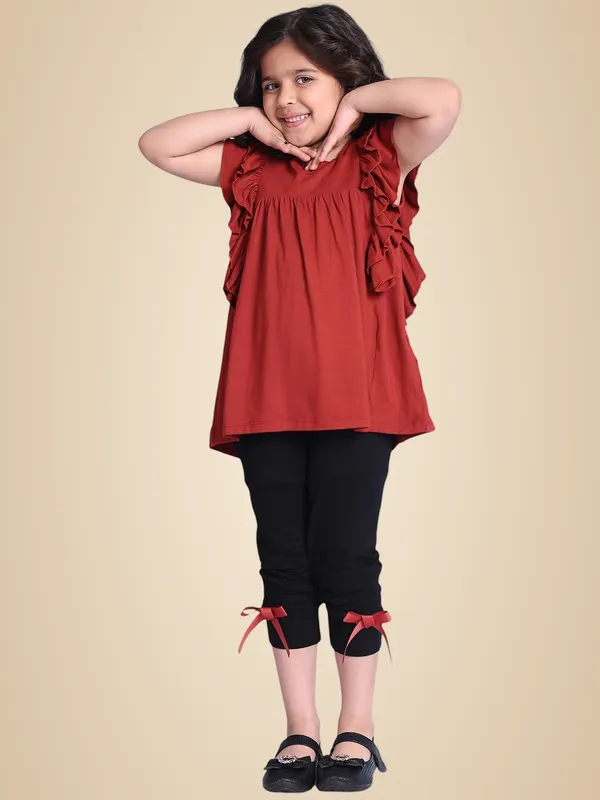 Red_Rayon_Solid_Clothing_Set_For_Kids