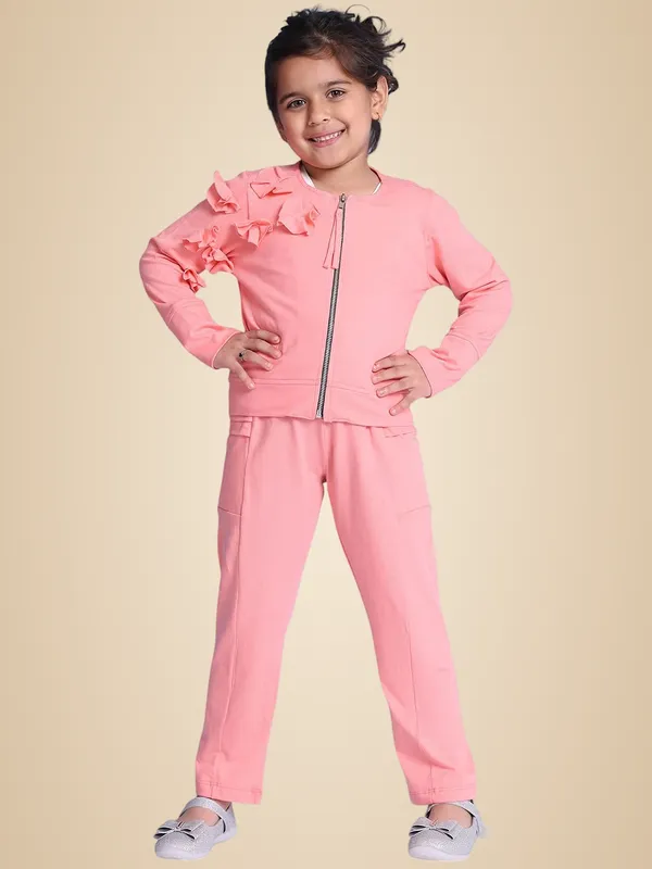 Salmon_Cotton_Solid_Clothing_Set_For_Kids