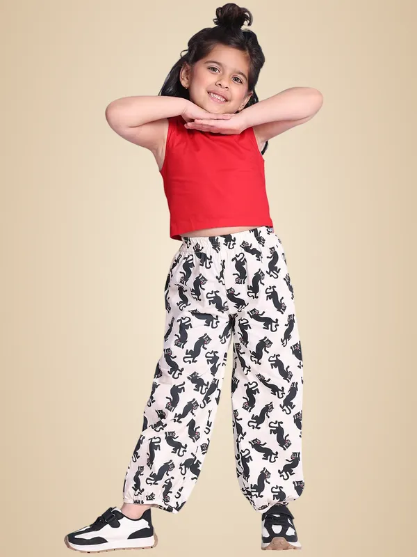 Red_And_White_Rayon_Floral_Clothing_Set_For_Kids