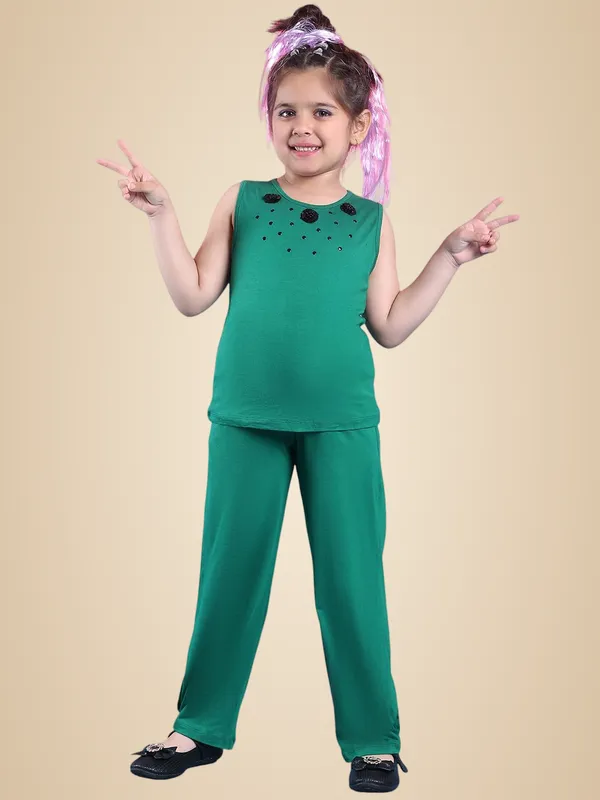 Green_Rayon_Solid_Clothing_Set_For_Kids