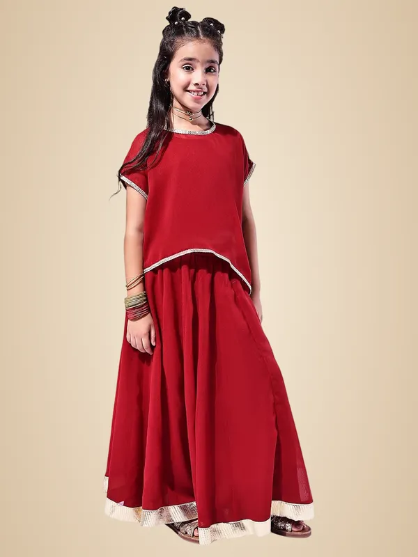 Red_Polyester_Solid_Clothing_Set_For_Kids
