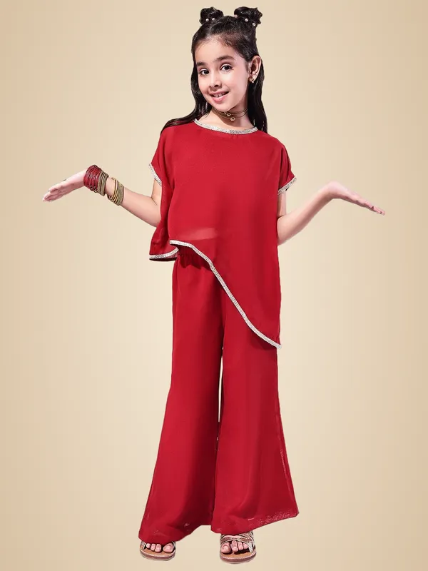 Red_Polyester_Solid_Clothing_Set_For_Kids