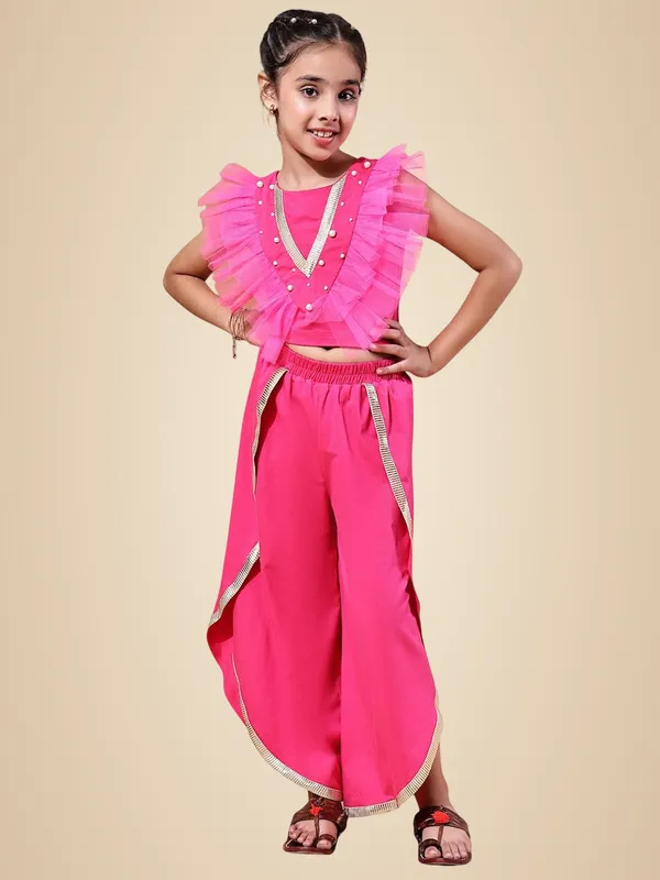 Pink_Cotton_Blend_Solid_Clothing_Set_For_Kids