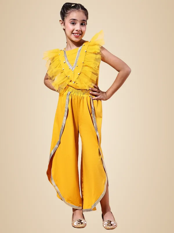 Yellow_Cotton_Blend_Solid_Clothing_Set_For_Kids
