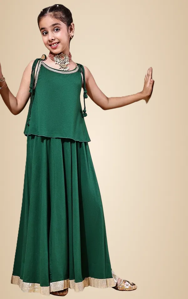 Green_Rayon_Solid_Clothing_Set_For_Kids