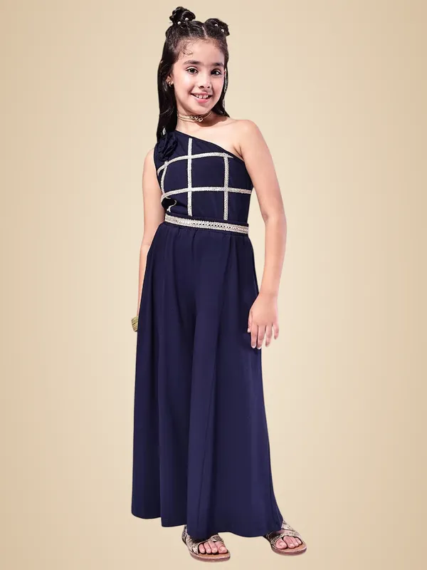 Navy_Blue_Cotton_Blend_Solid_Clothing_Set_For_Kids