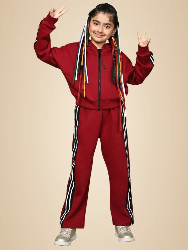 Red_Cotton_Blend_Solid_Clothing_Set_For_Kids