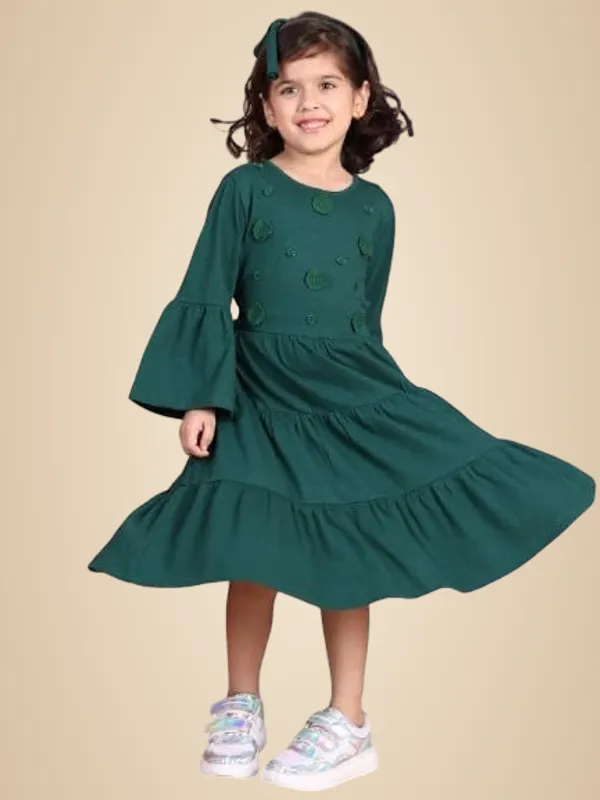 Emerald_Cotton_Blend_Solid_Dress_For_Kids