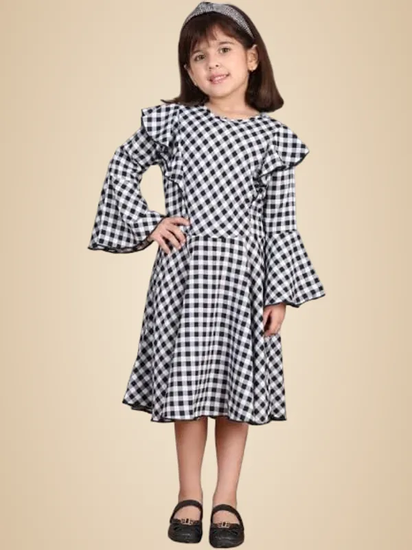 Blue_Polyester_Check_Dress_For_Kids