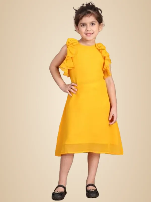 Yellow_Polyester_Blend_Solid_Dress_For_Kids
