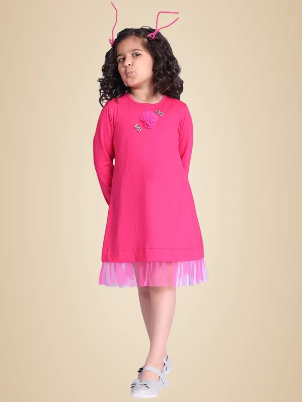 Pink_Cotton_Solid_Dress_For_Kids