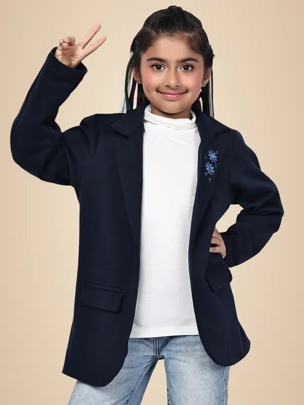 Navy_Blue_Fleece_Solid_Jacket_For_Kids
