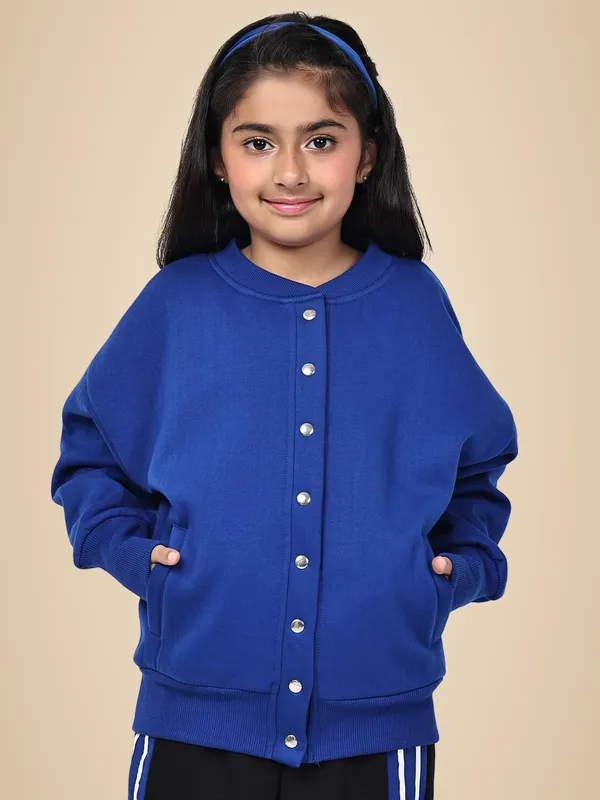 Blue_Fleece_Solid_Jacket_For_Kids
