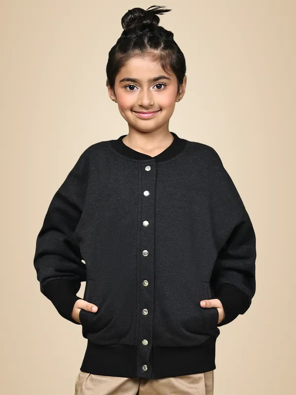 Dark_Melange_Fleece_Solid_Jacket_For_Kids
