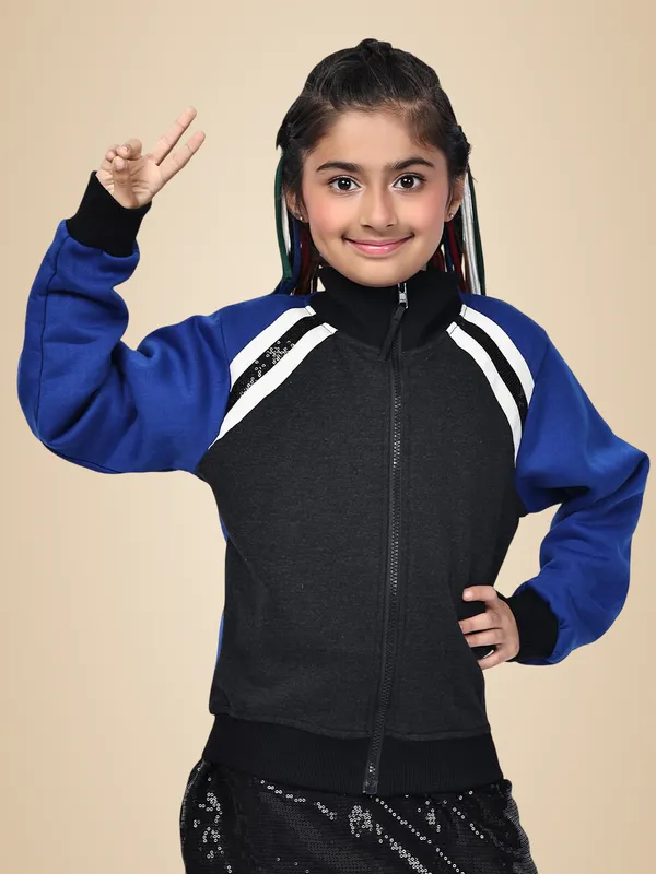 Blue_Fleece_Solid_Jacket_For_Kids