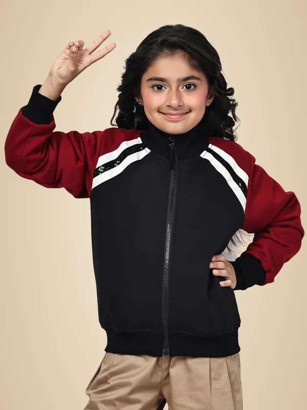 Red_Fleece_Solid_Jacket_For_Kids
