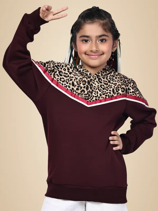 Wine_Fleece_Solid_Sweatshirt_For_Kids