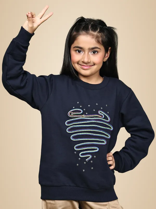 Navy_Blue_Fleece_Solid_Sweatshirt_For_Kids
