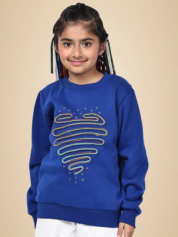 Blue_Fleece_Solid_Sweatshirt_For_Kids