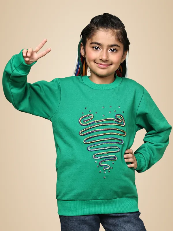 Green_Fleece_Solid_Sweatshirt_For_Kids