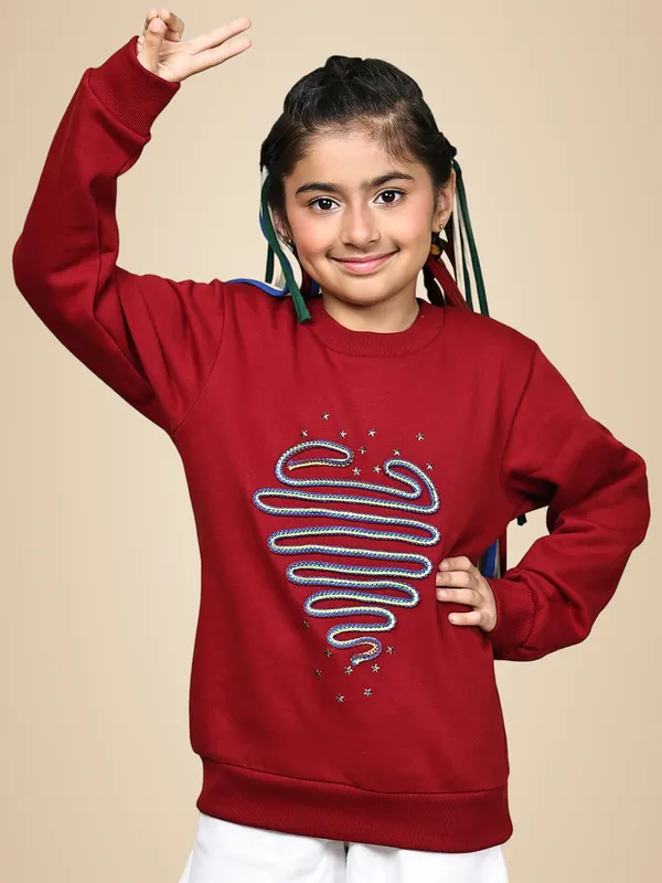 Red_Fleece_Solid_Sweatshirt_For_Kids