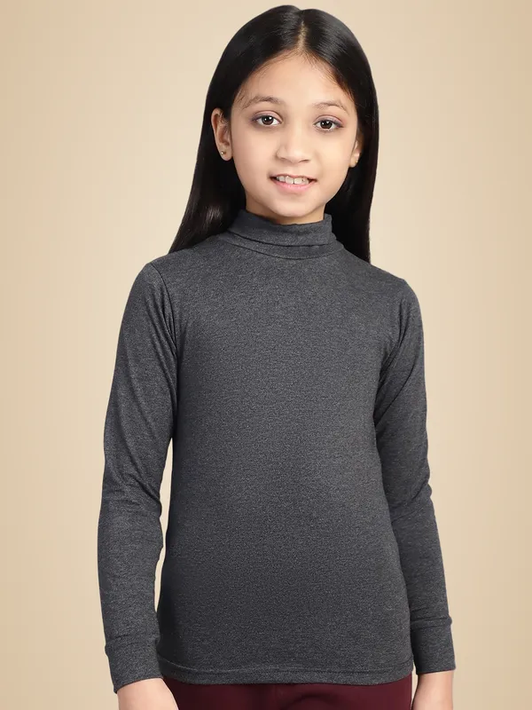 Dark_Melange_Cotton_Solid_T-Shirt_For_Kids
