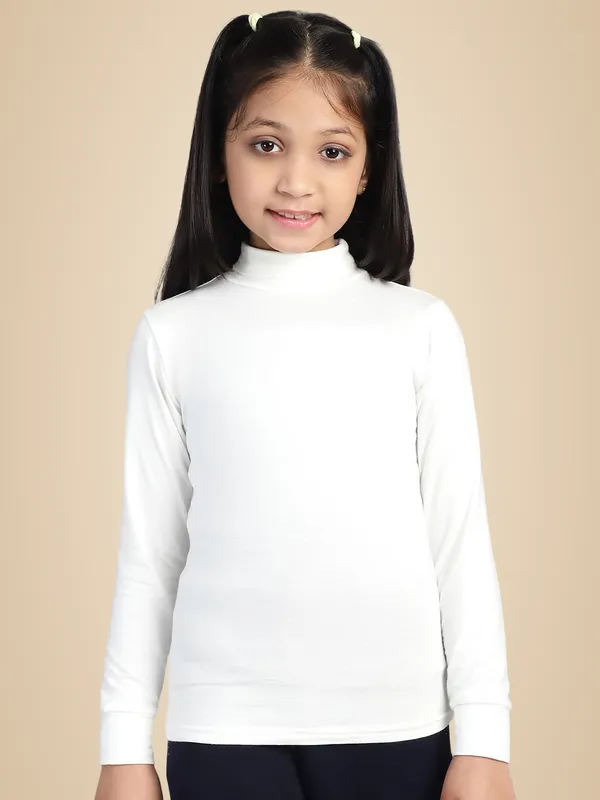 Cream_Rayon_Solid_T-Shirt_For_Kids