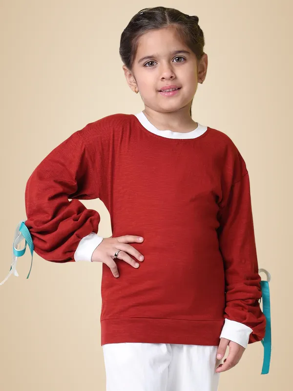 Rust_Cotton_Solid_Top_For_Kids