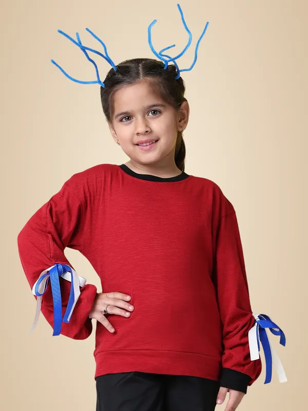 Red_Cotton_Solid_Top_For_Kids
