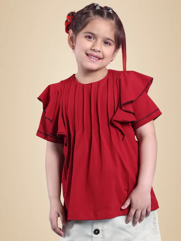 Red_Cotton_Solid_Top_For_Kids