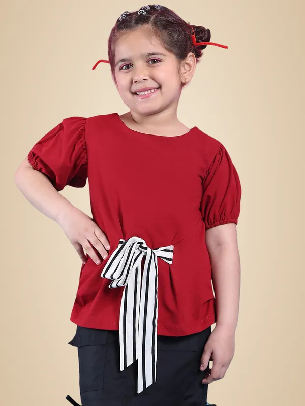 Red_Cotton_Solid_Top_For_Kids