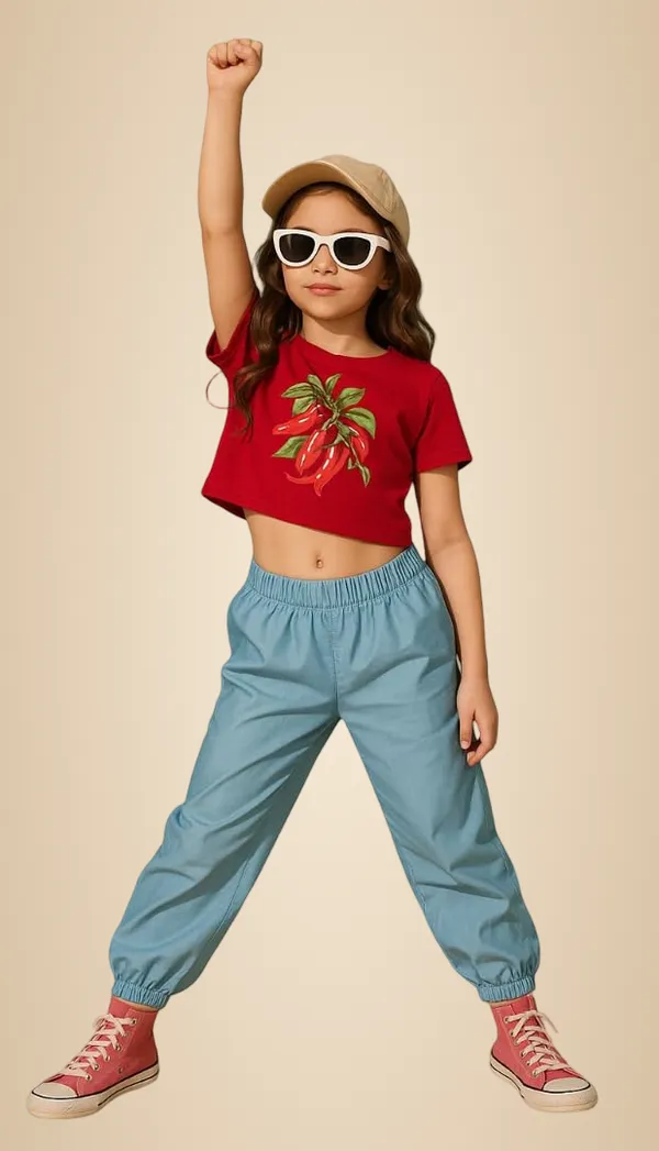 Red_Rayon_Solid_Top_For_Kids