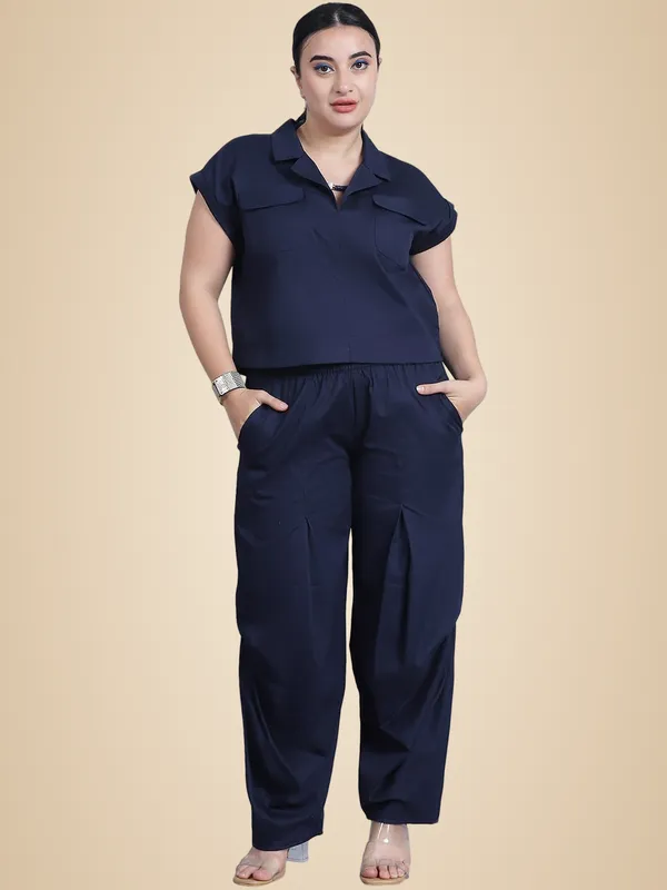Blue_Cotton_Solid_Clothing_Set_For_Women