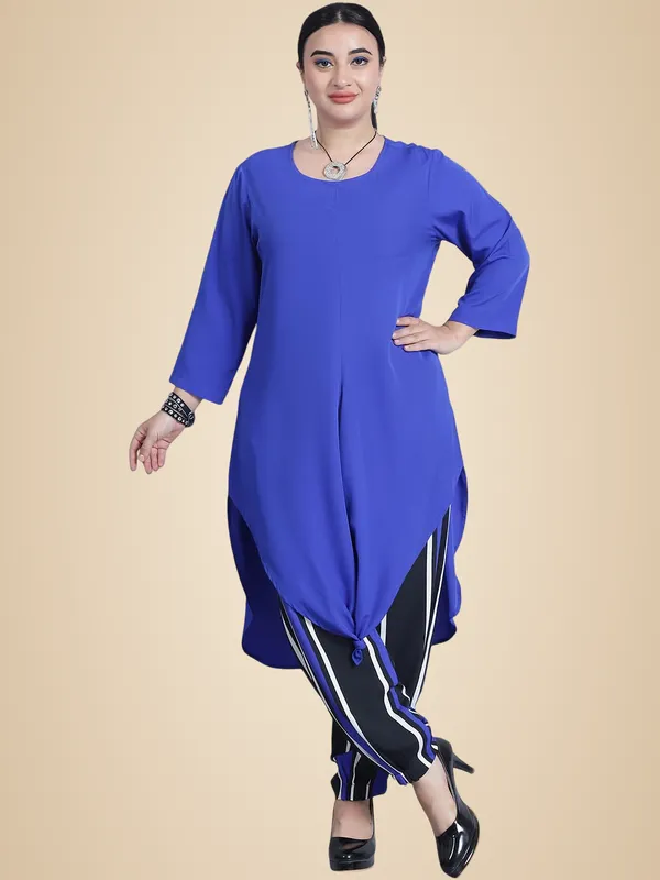 Blue_Polyester_Solid_Clothing_Set_For_Women