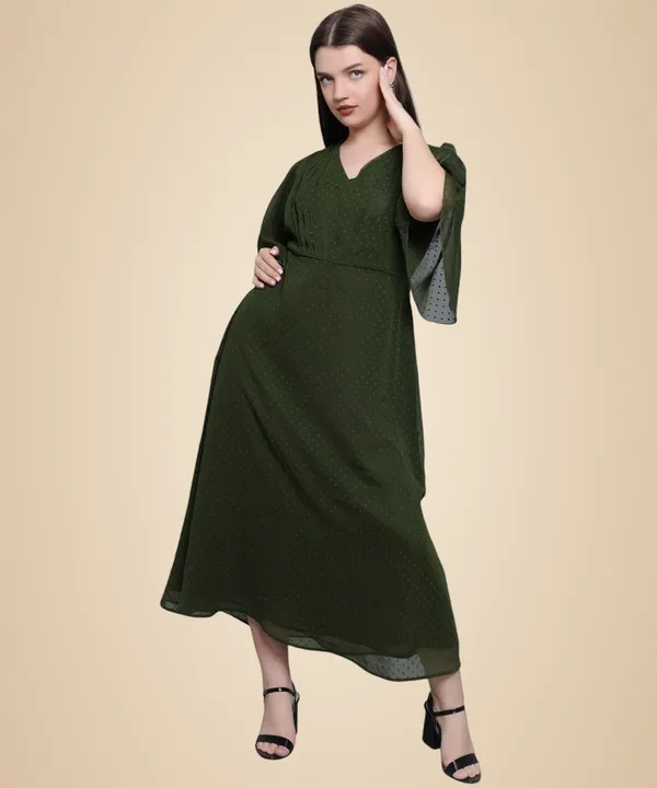 Green_Georgette_Solid_Dress_For_Women