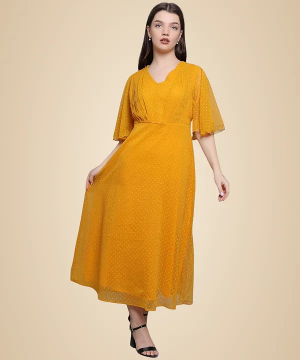 Yellow_Georgette_Solid_Dress_For_Women