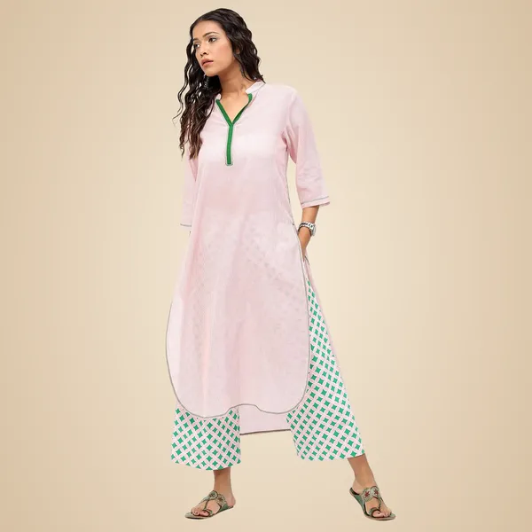 Pink_Cotton_Solid_Kurti_For_Women