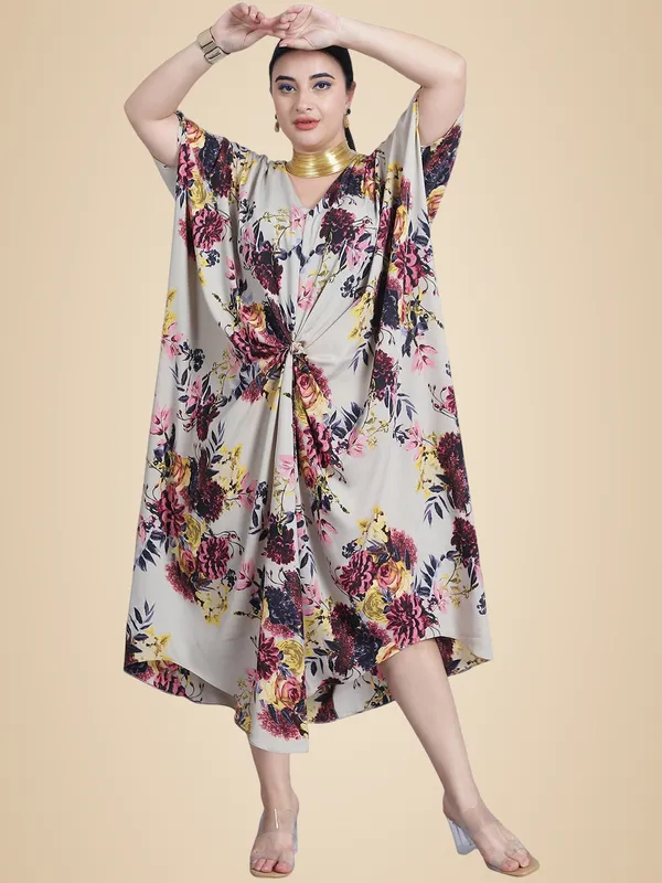 Beige_Polyester_Floral_Kaftan_For_Women