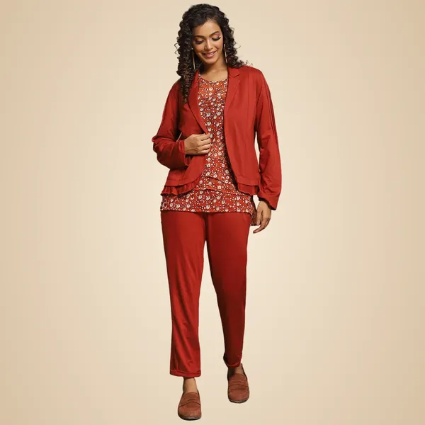 Tan_Rayon_Blend_Solid_Clothing_Set_For_Women